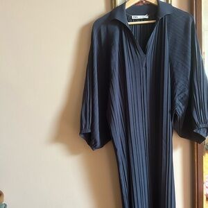 Zara Navy Blue Knitted  Women's Dress
